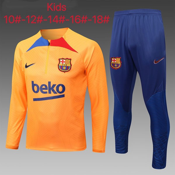 Enfant Survetement Training Barcelone 2023 Orange Bleu 2